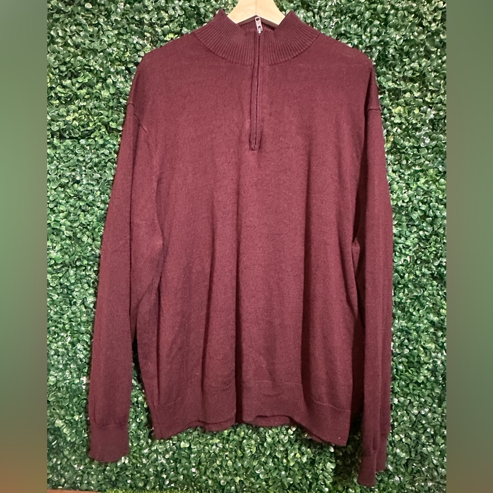Dockers XXL 3 Quarter Zip Sweater - Burgundy/Maroon